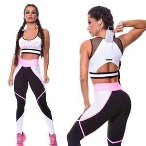 Women's White and Black Sports Bra
